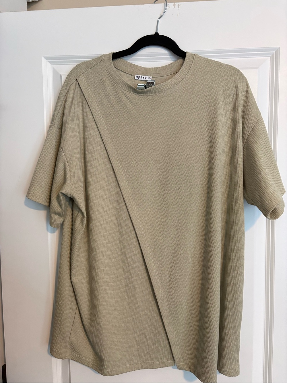 Ivy Stripe Longline Wrap Tee - Sage - XL